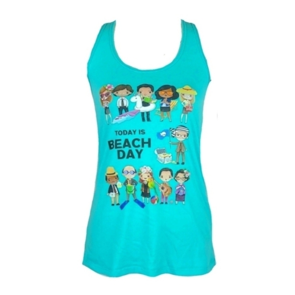 Bella Canvas Tops - Beach Day Racerback Tank Top Tee - Teal Blue